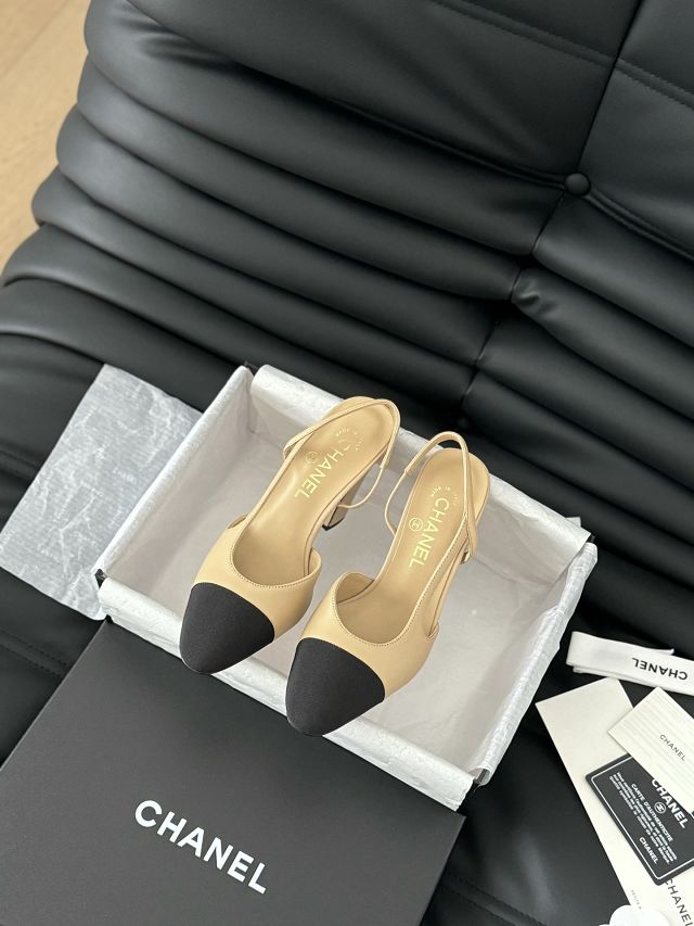 CC lambskin 95mm slingbacks CH0145