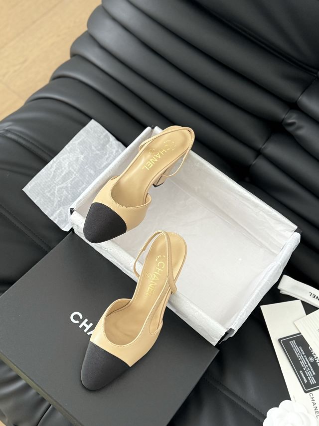 CC lambskin 95mm slingbacks CH0145