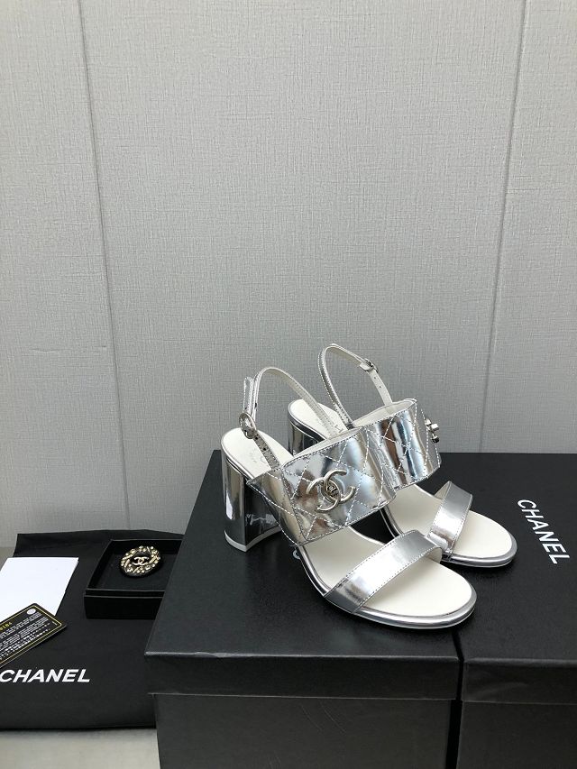 CC shiny calfskin 95mm sandals CH0142