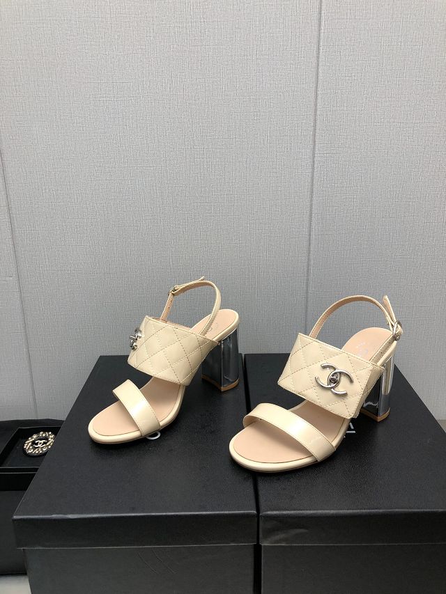 CC shiny calfskin 95mm sandals CH0142