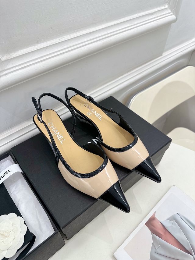 CC patent calfskin 40mm slingbacks CH0162