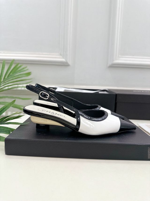 CC patent calfskin 40mm slingbacks CH0162