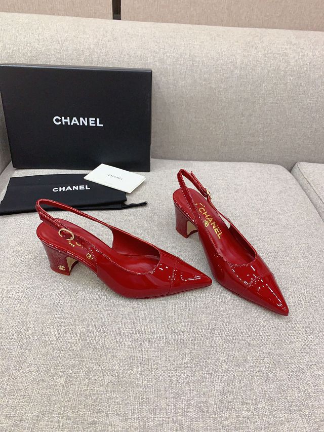 CC patent calfskin 60mm slingbacks CH0169