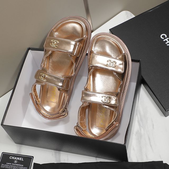 CC shiny calfskin mules CH0186