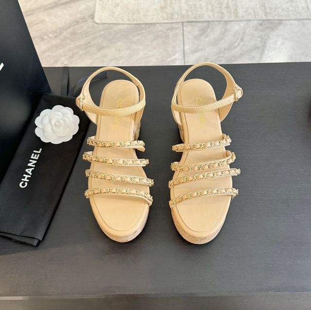 CC lambskin 75mm sandals CH0218