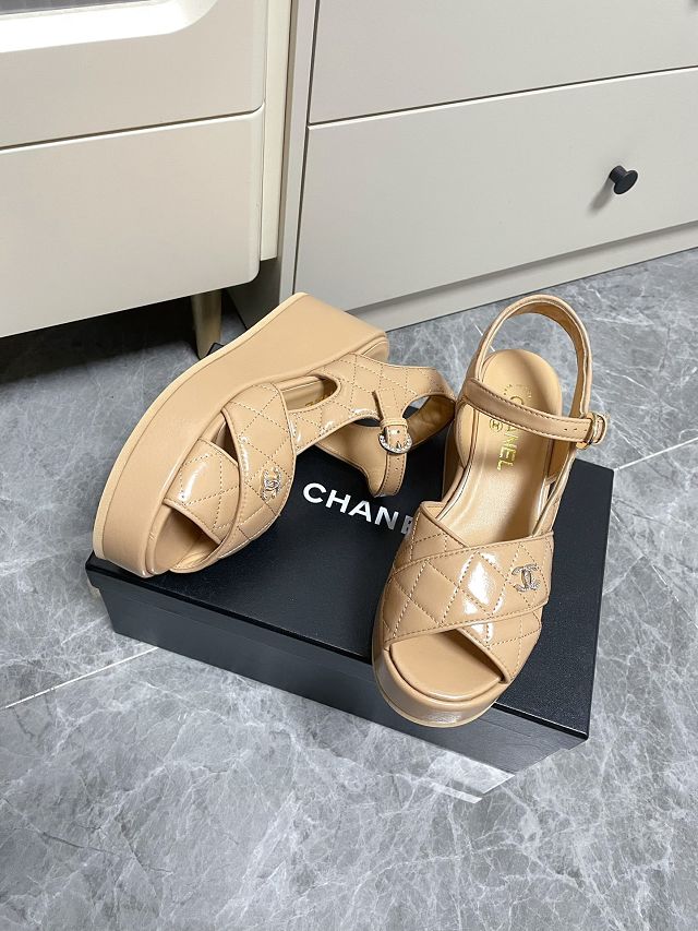 CC shiny calfskin 120mm sandals CH0202