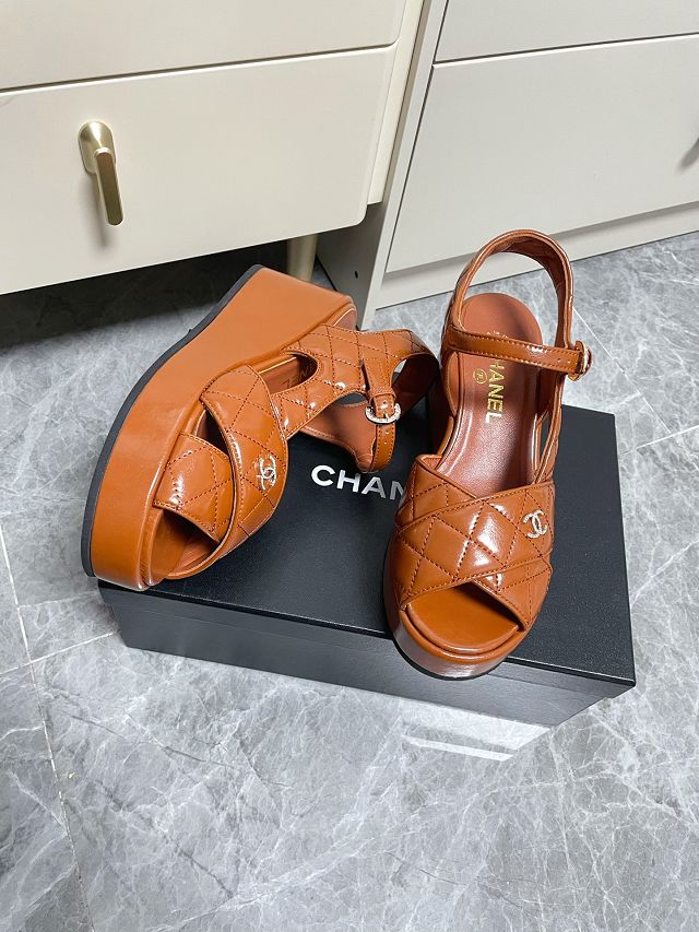 CC shiny calfskin 120mm sandals CH0202