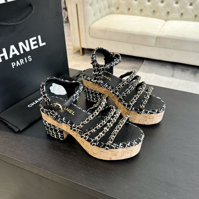 CC tweed 75mm sandals CH0217