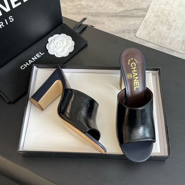 CC calfskin 95mm mules CH0240