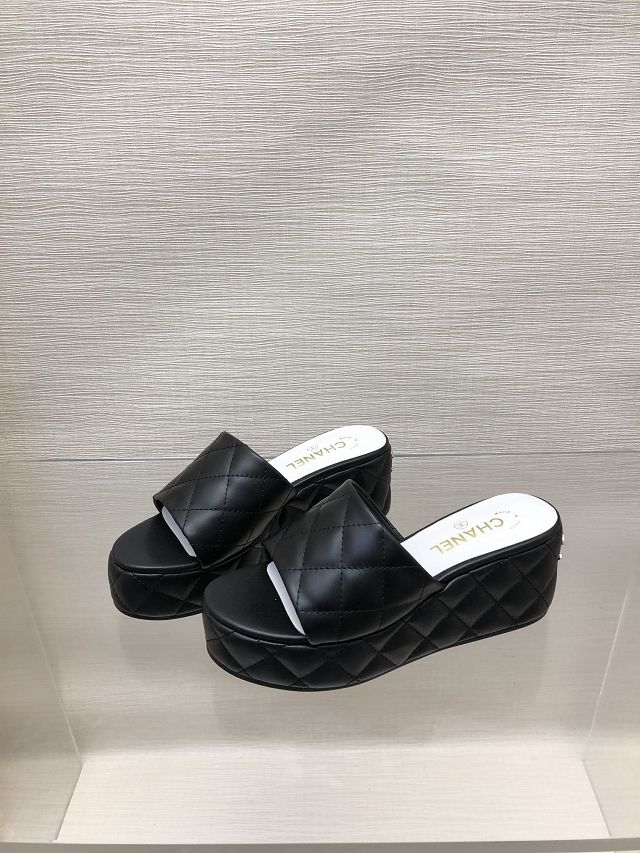 CC lambskin 65mm mules CH0259