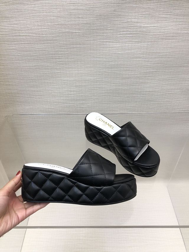 CC lambskin 65mm mules CH0259