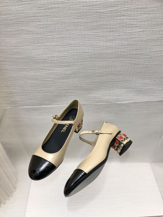 CC calfskin 40mm pumps CH0286