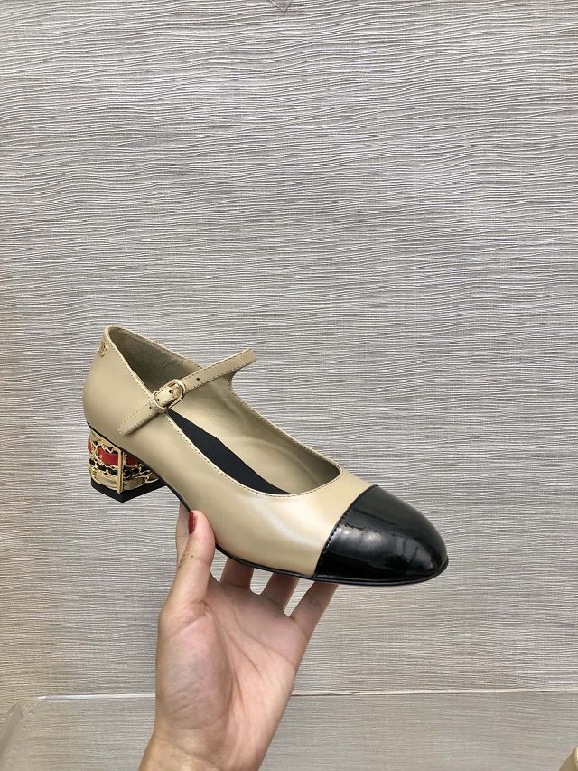 CC calfskin 40mm pumps CH0286