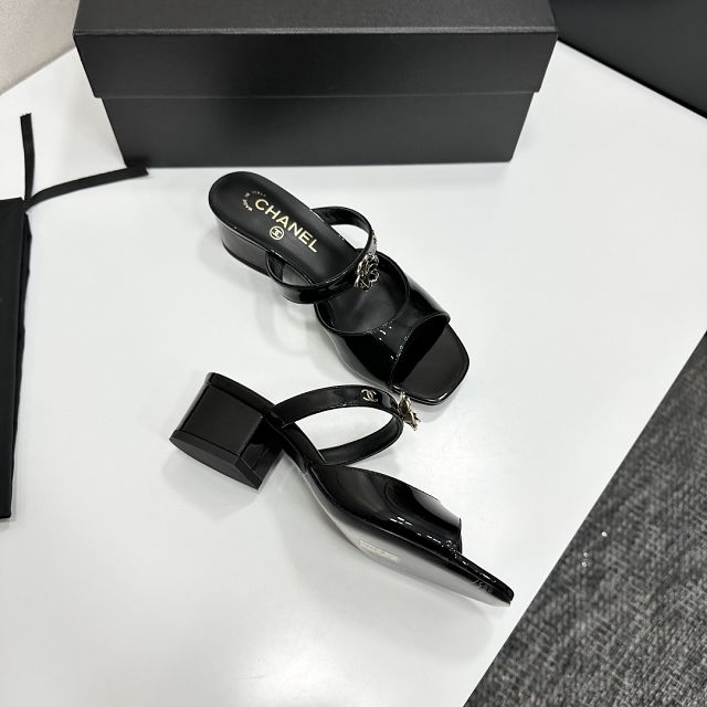 CC original patent calfskin 40mm heels sandals CH00203