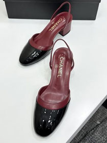 CC original patent calfskin 40mm heels slingbacks CH00208
