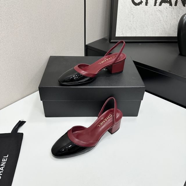 CC original patent calfskin 40mm heels slingbacks CH00208