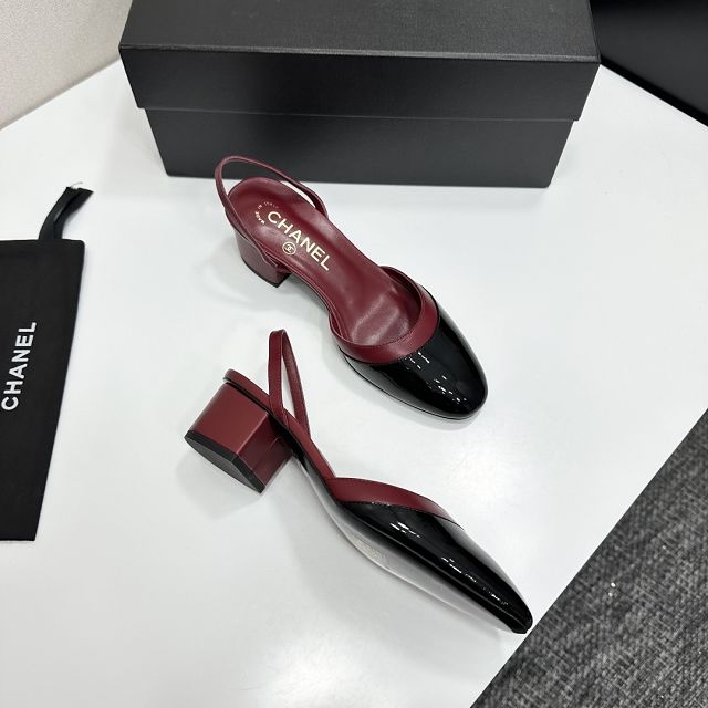 CC original patent calfskin 40mm heels slingbacks CH00208