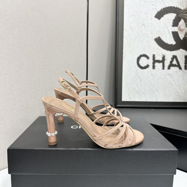 CC original patent calfskin 80mm heels slingbacks CH00215