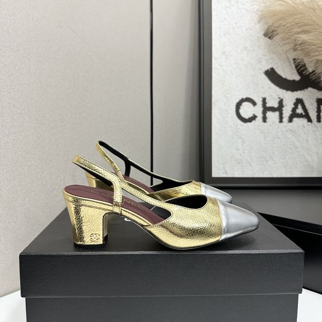 CC original calfskin 65mm heels slingbacks CH00232
