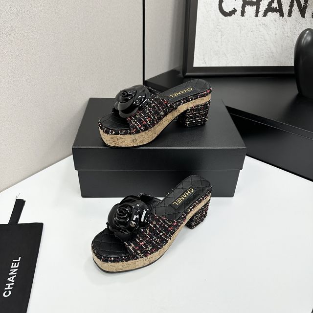 CC original tweed 65mm heels sandals CH00228