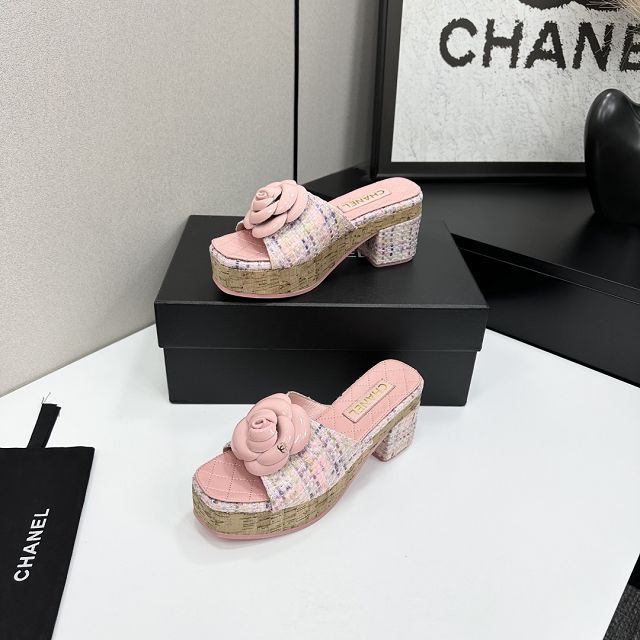 CC original tweed 65mm heels sandals CH00228