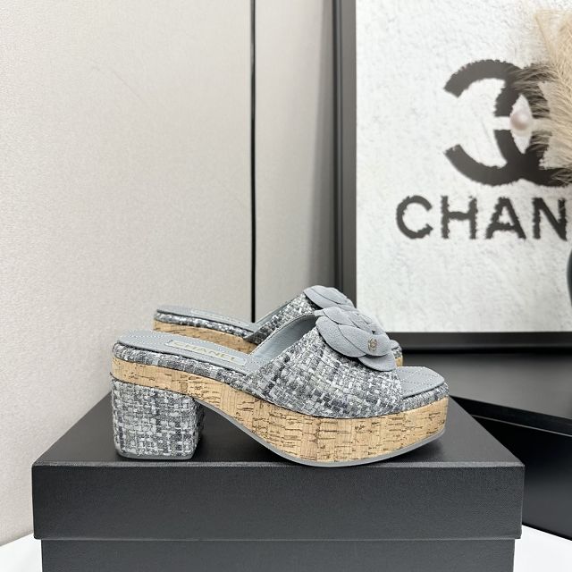 CC original tweed 65mm heels sandals CH00228