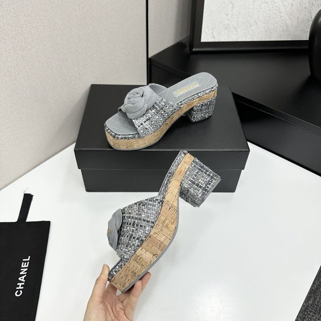 CC original tweed 65mm heels sandals CH00228