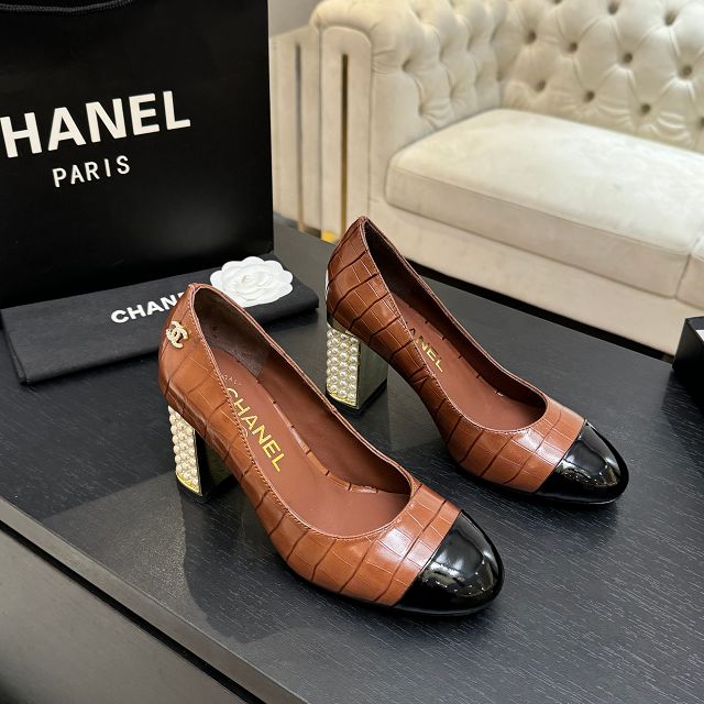 CC original crocodile calfskin 95mm pumps CH00342