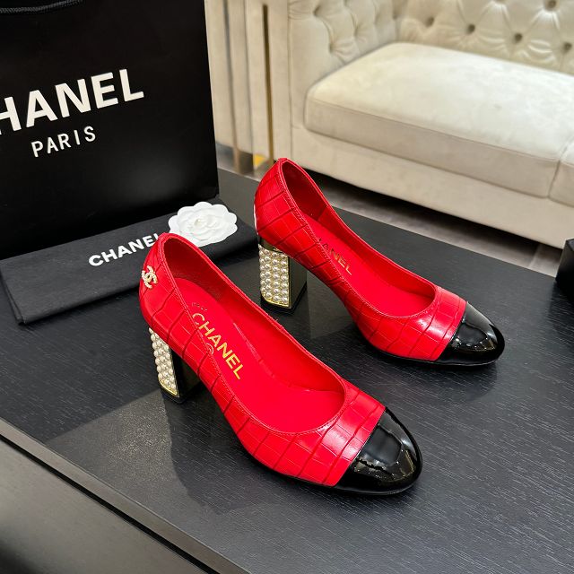 CC original crocodile calfskin 95mm pumps CH00342