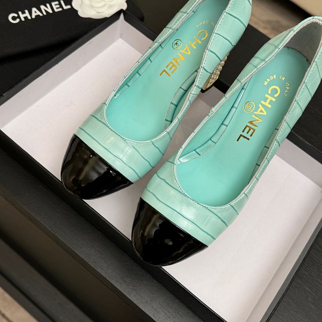 CC original crocodile calfskin 95mm pumps CH00342