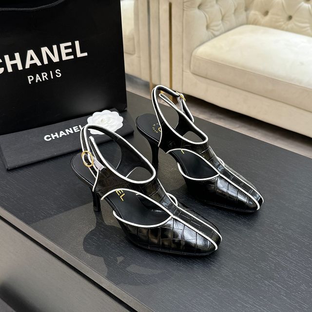 CC original crocodile calfskin 95mm slingbacks CH00341