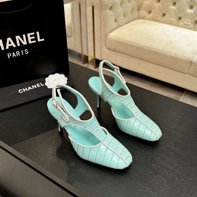 CC original crocodile calfskin 95mm slingbacks CH00341