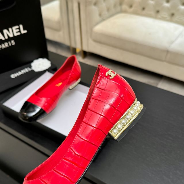 CC original crocodile calfskin  ballet flats CH00343