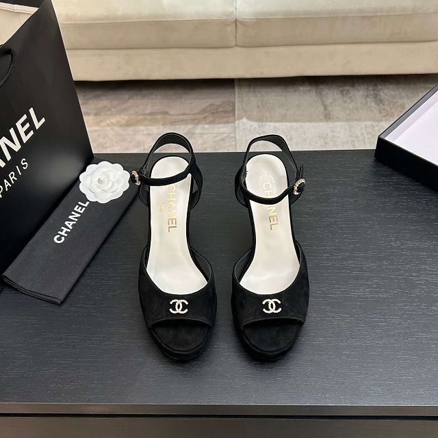 CC original suede calfskin 110mm sandals CH00356