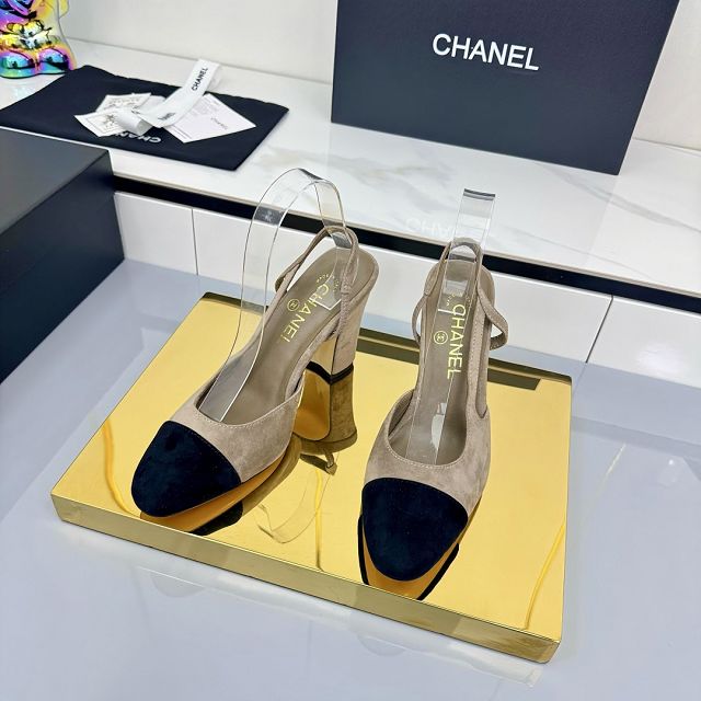 CC original suede calfskin 90mm  slingbacks CH00430