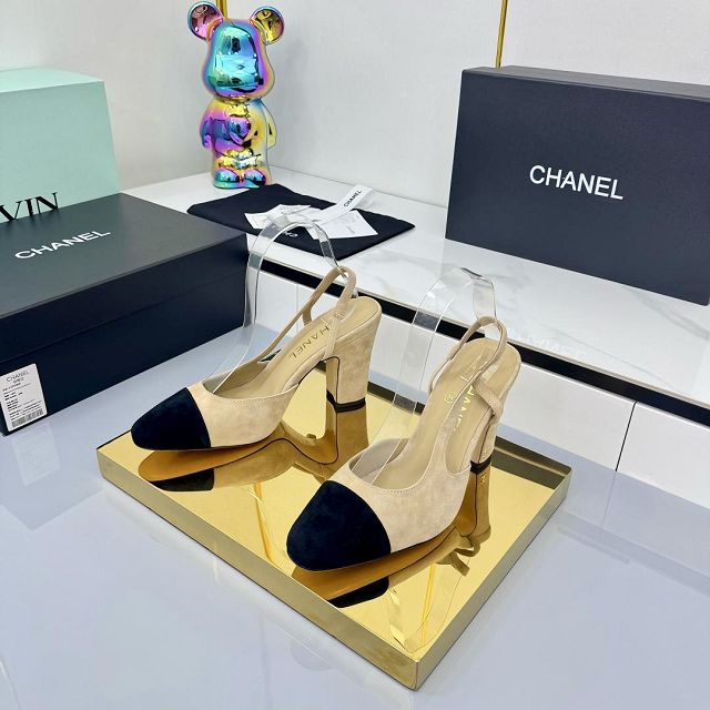 CC original suede calfskin 90mm  slingbacks CH00430