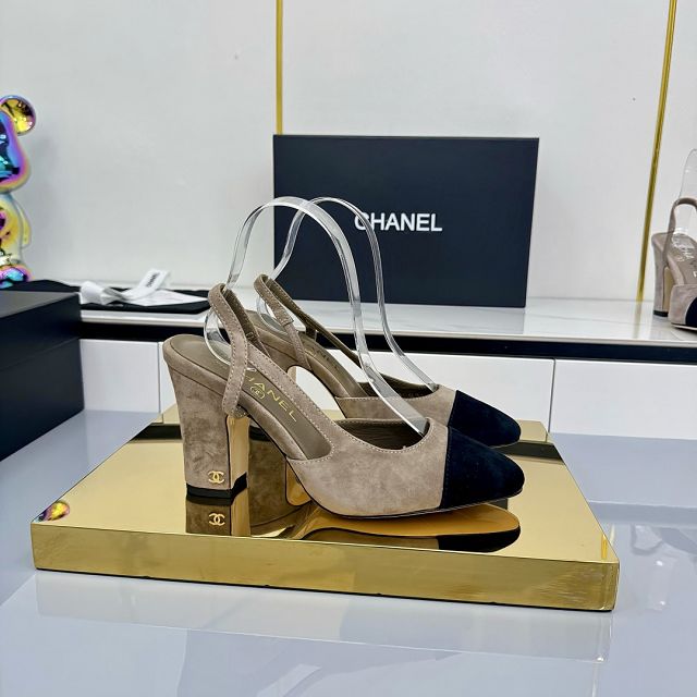 CC original suede calfskin 90mm  slingbacks CH00430
