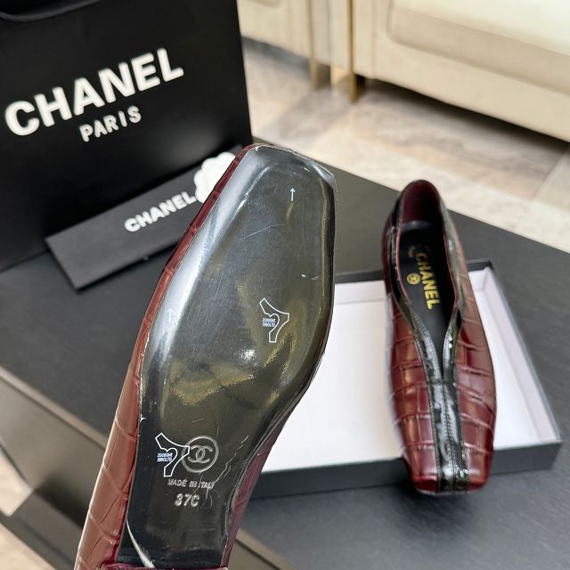 CC original crocodile calfskin ballet flats CH00529