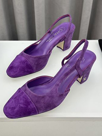 CC suede calfskin 60mm slingbacks CH0075