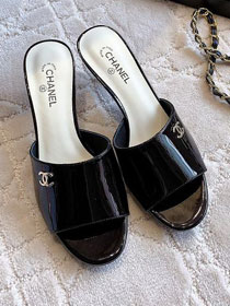 CC patent calfskin 60mm mules CH0133