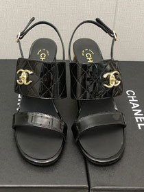 CC shiny calfskin 95mm sandals CH0142